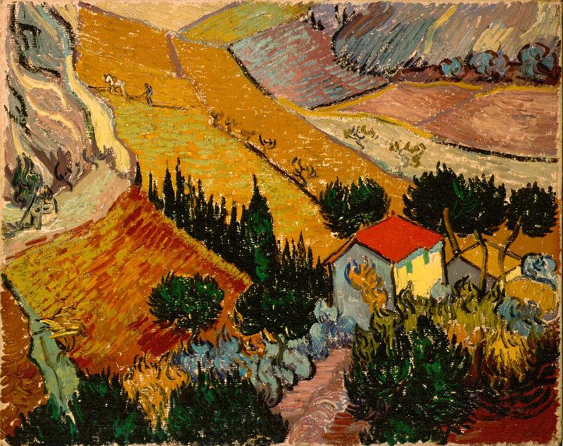 Vincent Van Gogh Landscape with House and Ploughman Norge oil painting art
